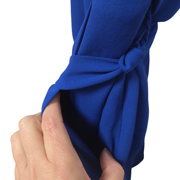 Express Royal Blue V Neck Wrap Tie Waist Sleeveless Romper Size 0 - Picture 5 of 11